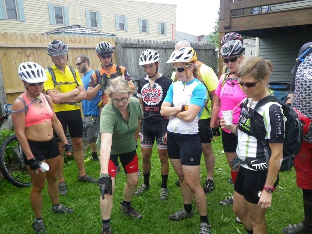 Ruth Melnick of Canaan Valley Hash House Harries explains the rules of the game. Photo by Eric Erbe